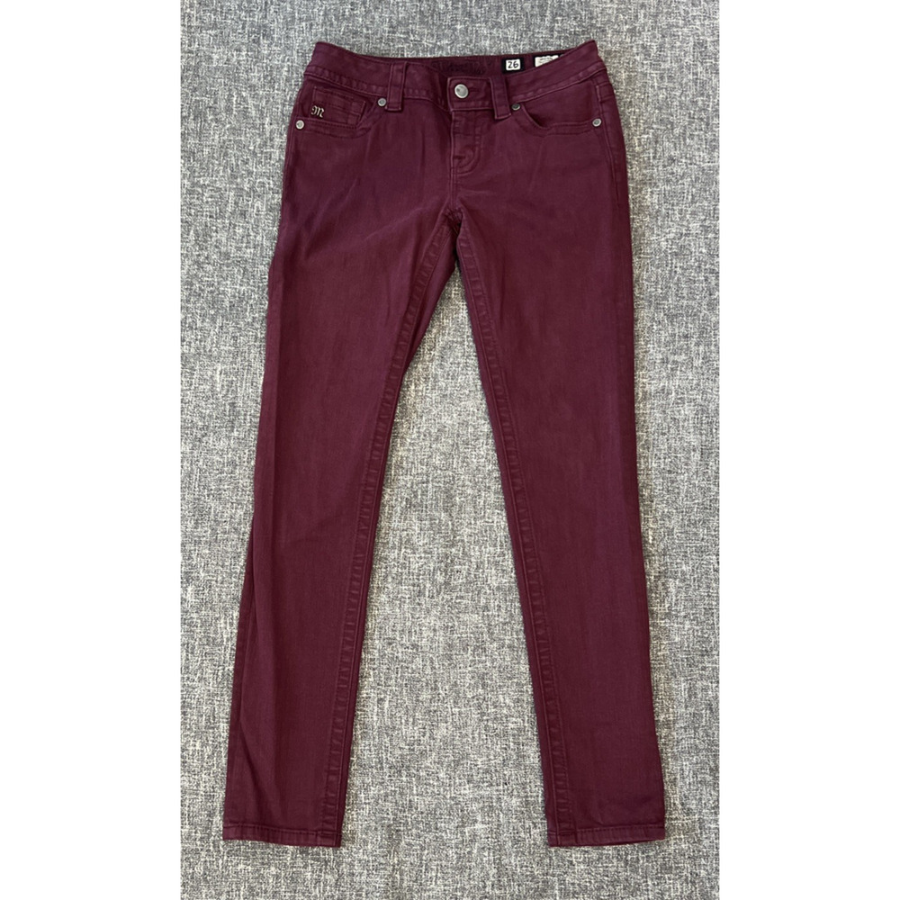 Miss Me Mid-Rise Skinny Jeans Size 26 Dark Wine Burgundy Pants Stretch Denim
